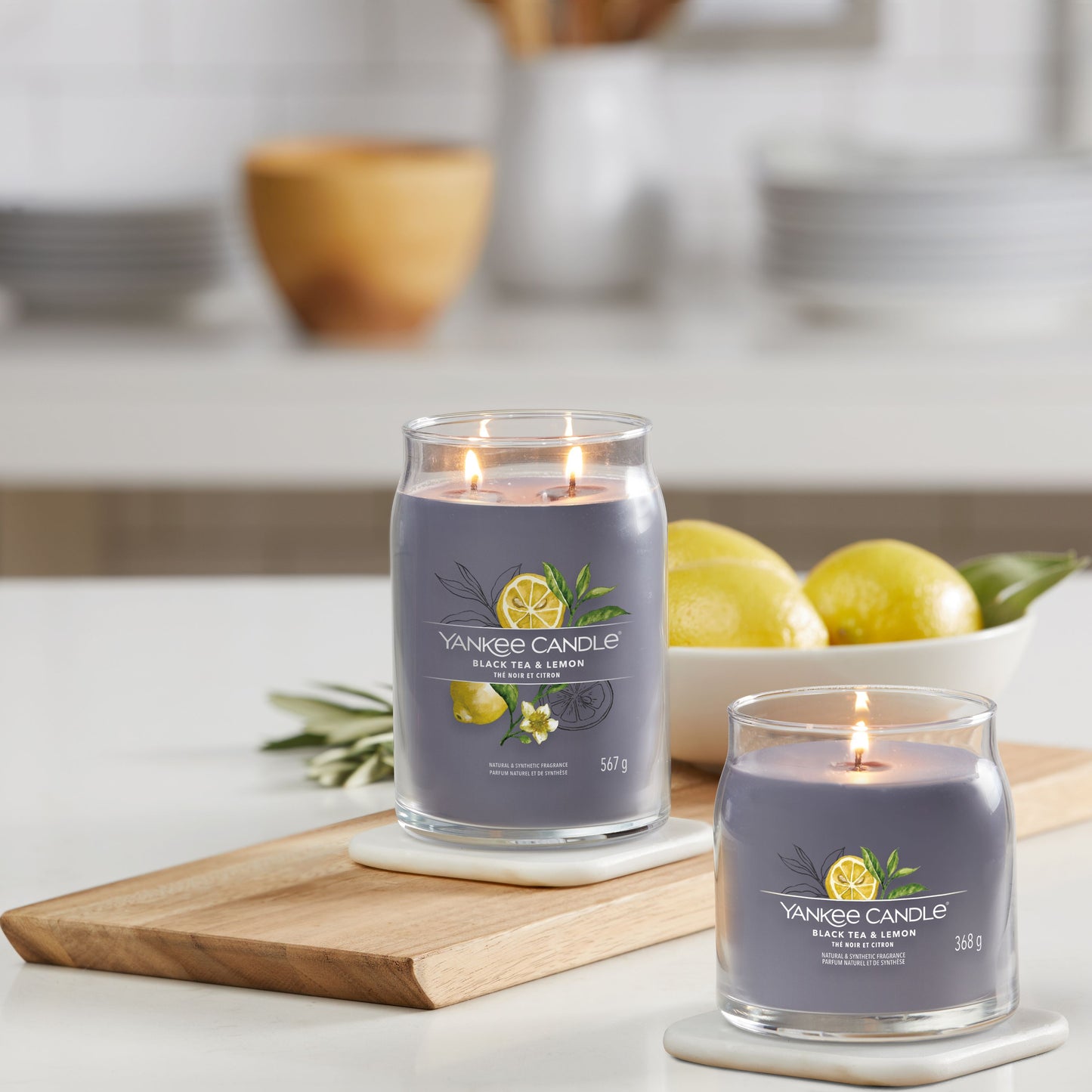 Yankee Candle® Signature vidutinė žvakė – Black Tea & Lemon