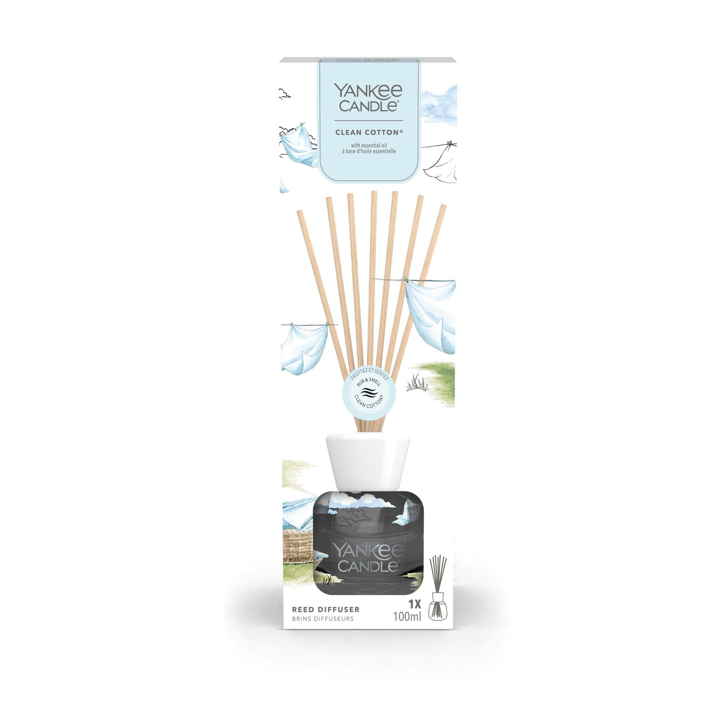 Yankee Candle Clean Cotton®– kvapų difuzorius su lazdelėmis