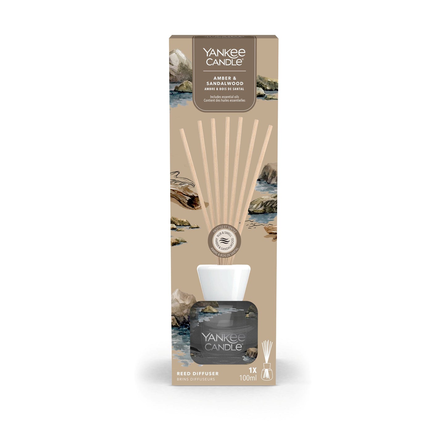 Yankee Candle Amber & Sandalwood – kvapų difuzorius su lazdelėmis