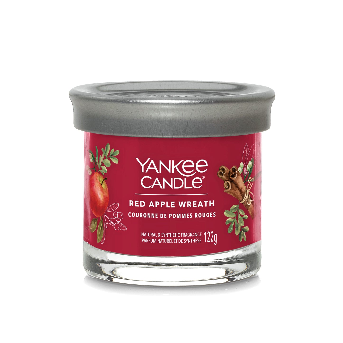 Yankee Candle Signature kolekcijos maža stiklinė žvakė – Red Apple Wreath