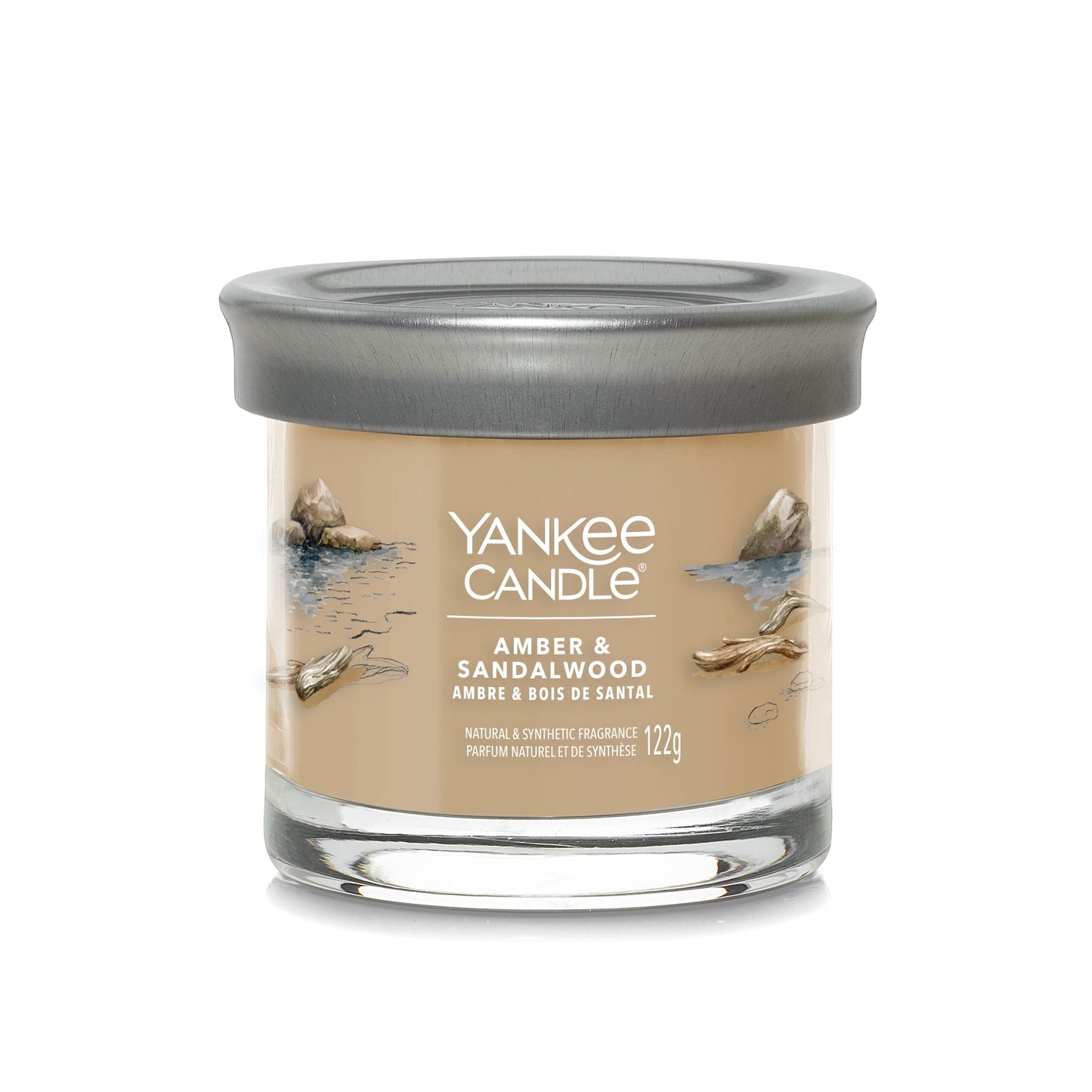 Yankee Candle Signature kolekcijos maža stiklinė žvakė – Amber & Sandalwood