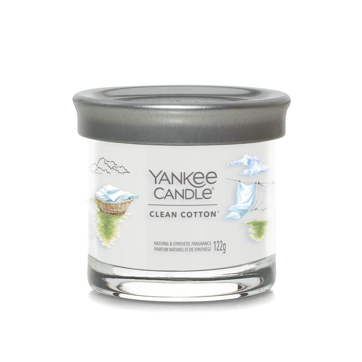 Yankee Candle Signature kolekcijos maža stiklinė žvakė – Clean Cotton®