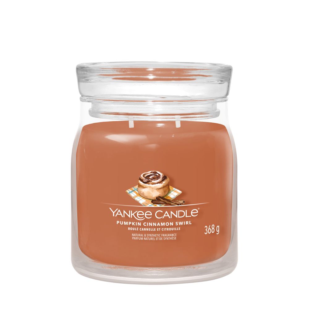 Yankee Candle® Signature vidutinė žvakė – Pumpkin Cinnamon Swirl