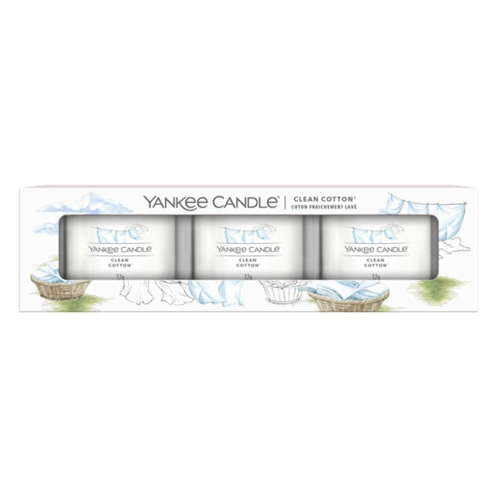 Yankee Candle Kvapnių mini žvakių rinkinys (3 vnt.) – Clean Cotton®