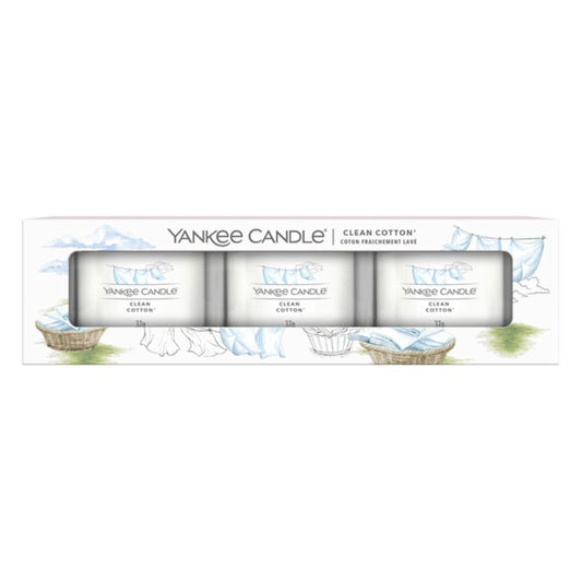 Yankee Candle Kvapnių mini žvakių rinkinys (3 vnt.) – Clean Cotton®