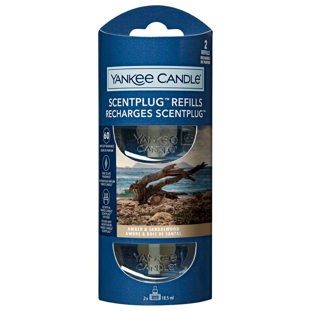 Yankee Candle Kvapų papildymas ScentPlug prietaisui – Amber & Sandalwood (2 vnt.)